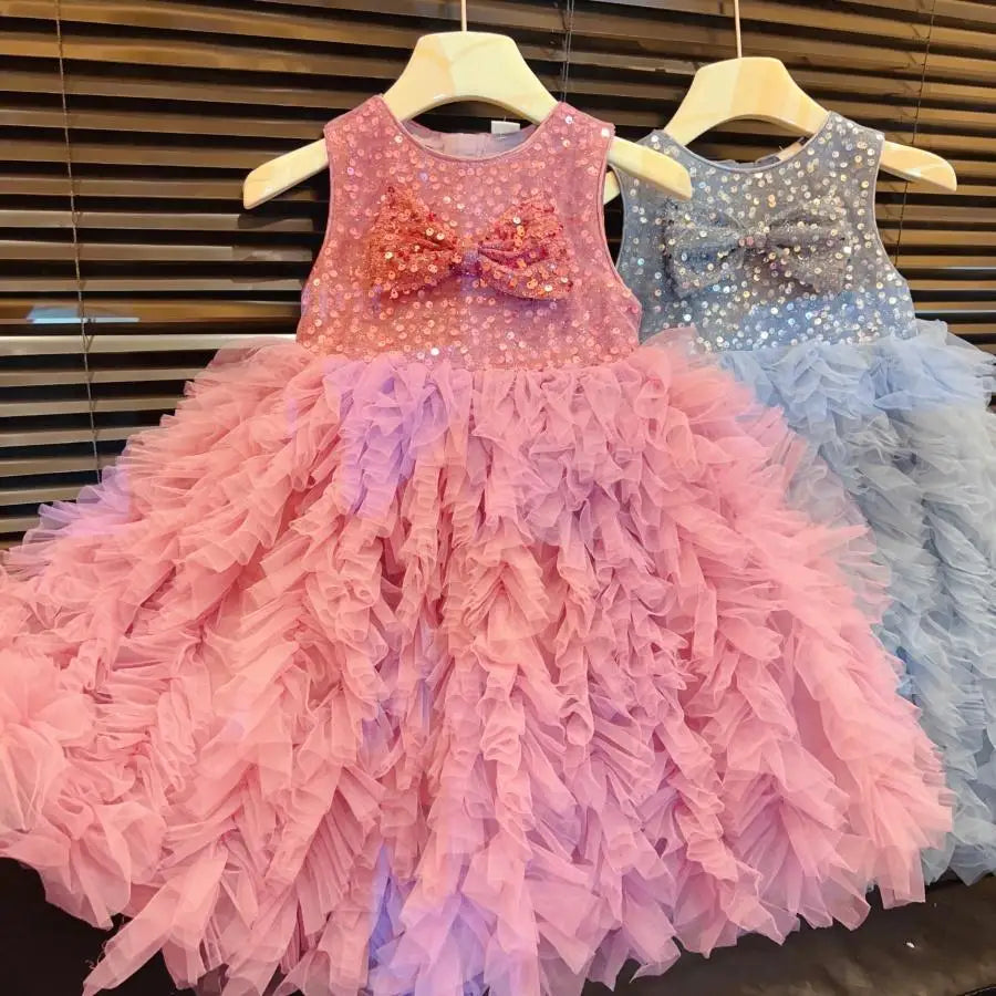 Girls Princess Dresses Summer 2025 Children Birthday Party Dress For Baby Girl Clothes Kids Wedding Outfits Sleeveless Costume 7