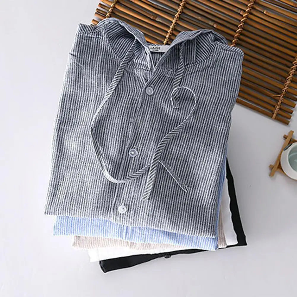 Men Summer Shirt Sun Anti UV Long Sleeve Hooded Drawstring Single breasted Soft Loose Breathable Cardigan Coat Top