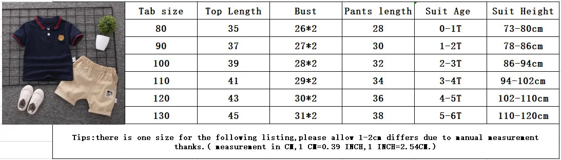 Baby Boy Clothes Summer Children Clothing Polo Shirt Sets Boys Short Toddler Sleeve T-shirt Kids Sports Suit 2pcs Cotton 1-5y (Available)