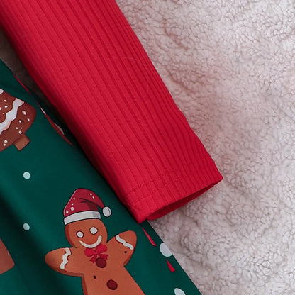 Kids Christmas Dress for Girls Clothes Autumn Winter 2024 New Child Cute Cartoon Print Long Sleeve Princess Dress Casual 2-8Y