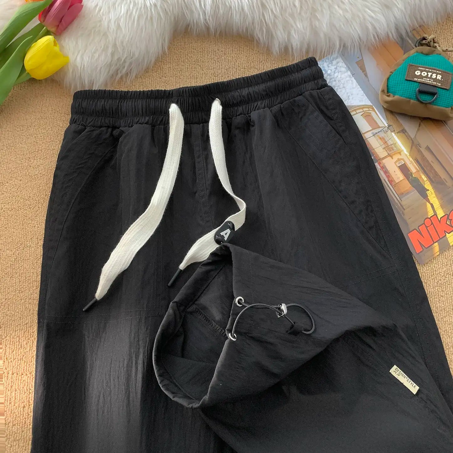 Summer Pants for Men Trendy and Versatile Loose Straight-leg Teenage American Quick-dry Cargo Casual