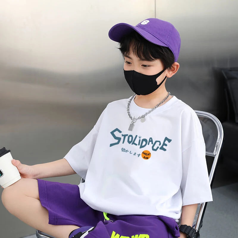 Summer Kids Clothes Short Sleeve T Shirts Boys Clothes Streetwear fashion Print Cartoon T Shirt 100%Cotton Tops Tees Children
