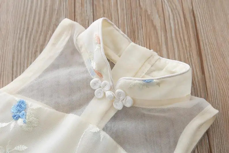 Girls Dress Summer Clothes Hanfu Fashion Children's Vintage Net Yarn Dress Kids Girls Dresses for School Wedding of 12 Years Old