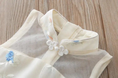 Girls Dress Summer Clothes Hanfu Fashion Children's Vintage Net Yarn Dress Kids Girls Dresses for School Wedding of 12 Years Old