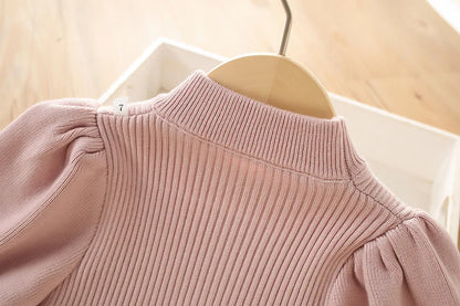 Autumn winter girls' sweater long sleeve dress 2025 Christmas party girl baby retro cheongsam lotus leaf knitted wool dress