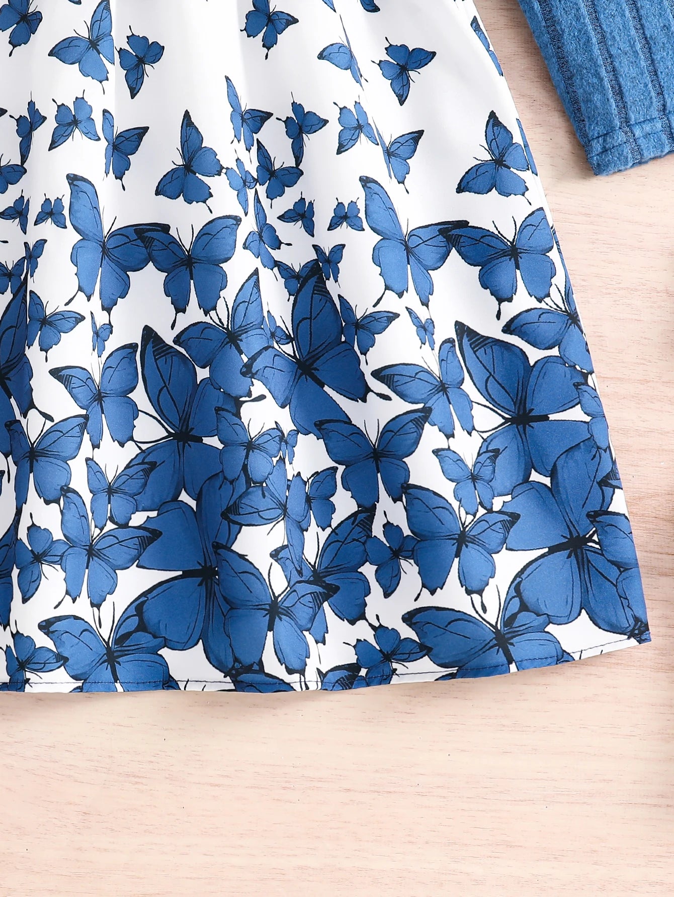 Autumn and Winter New Girls Casual Dress Solid Color Double Matching Printed Dress 8-12Y