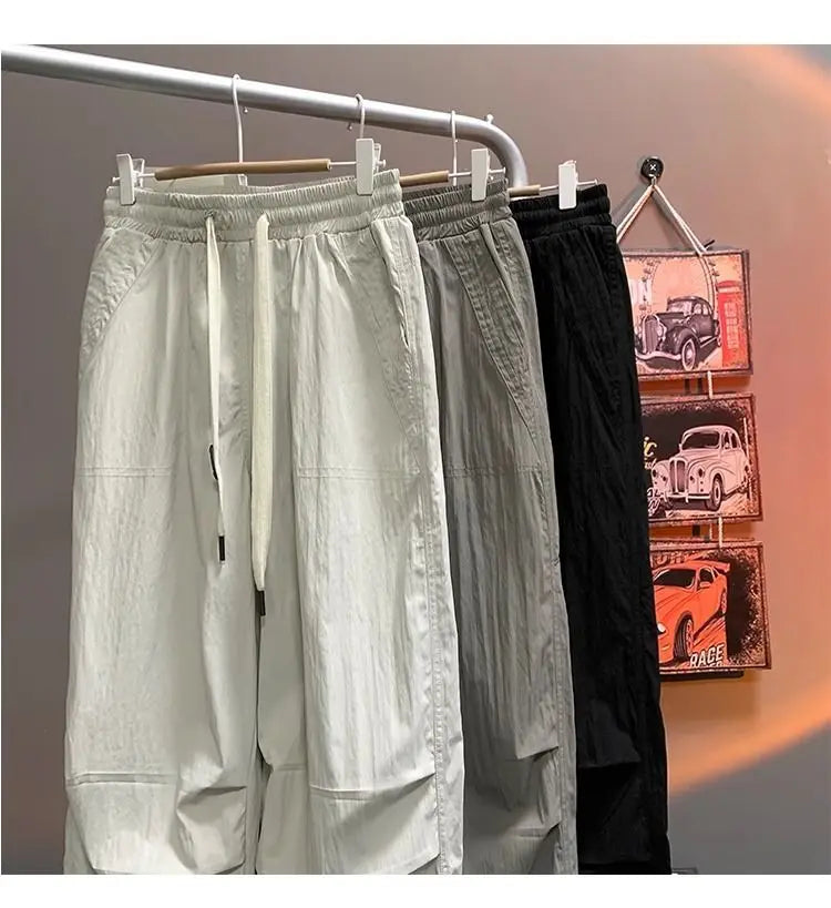 Summer Pants for Men Trendy and Versatile Loose Straight-leg Teenage American Quick-dry Cargo Casual