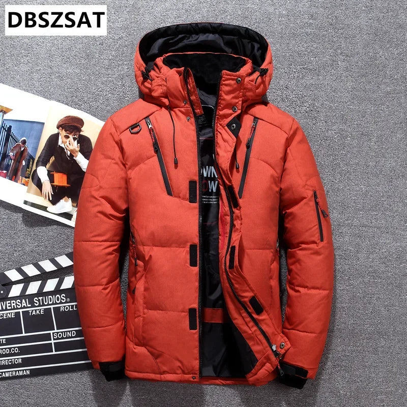 -20 Degree Winter Down Coat Men White Duck Down Parkas Jacket Mens Thick Warm Snow Parka Jacket Overcoat Windbreaker Warm Parkas
