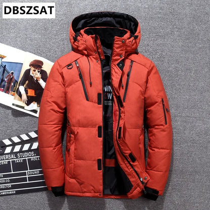 -20 Degree Winter Down Coat Men White Duck Down Parkas Jacket Mens Thick Warm Snow Parka Jacket Overcoat Windbreaker Warm Parkas