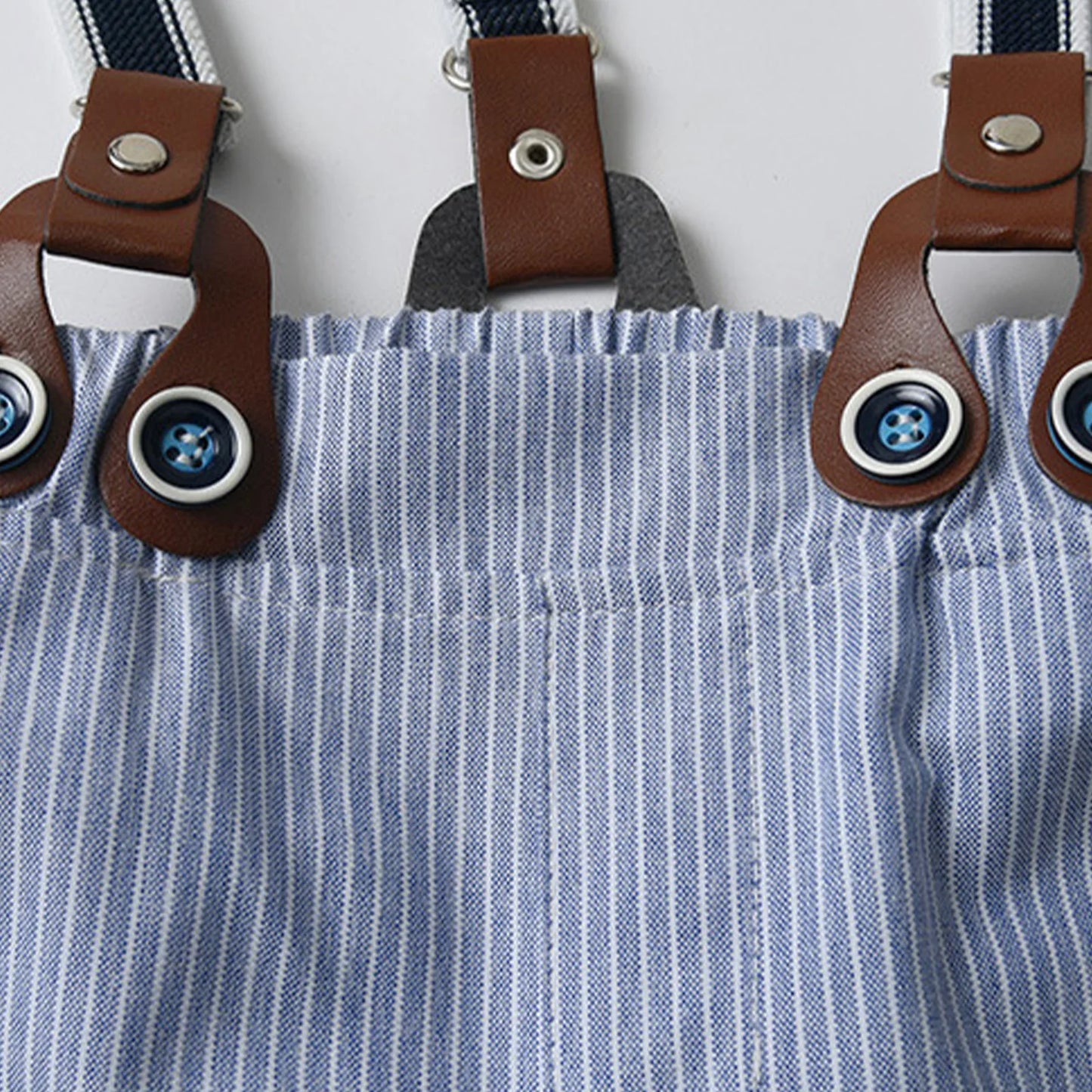 Baby Boys Summer Short Sleeve Lapel Bow Tie Romper with Suspender Shorts Beret Christening Birthday Wedding Party Gentlemen Suit