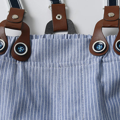 Baby Boys Summer Short Sleeve Lapel Bow Tie Romper with Suspender Shorts Beret Christening Birthday Wedding Party Gentlemen Suit