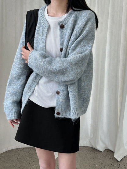 2025 Women Winter Warm Sweater O-Neck Colorful Wool Blend Knitted Cardigans Coat Autumn Clothes Tops For Women Sweater