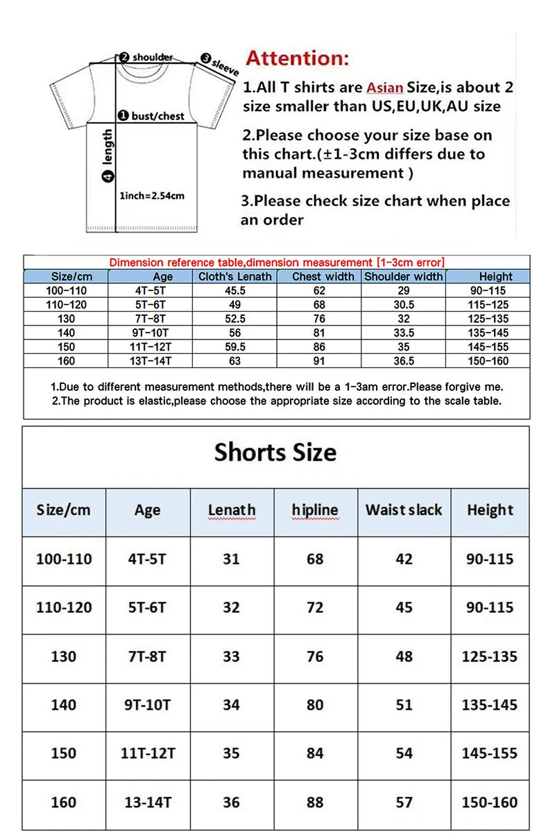 Summer Kids' Suit Boys' Loose Casual Crewneck Patterned Short-sleeved T-shirt and Shorts Comfortable Cool Tracksuit