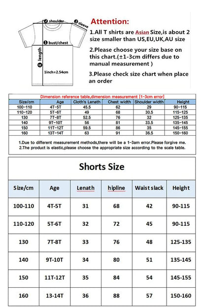 Summer Kids' Suit Boys' Loose Casual Crewneck Patterned Short-sleeved T-shirt and Shorts Comfortable Cool Tracksuit