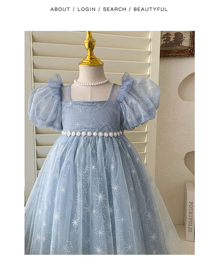 2024 New Girls Summer Dress Childrens Fashionable Sweet and Elegant Princess Dress Kids Designable Clothes