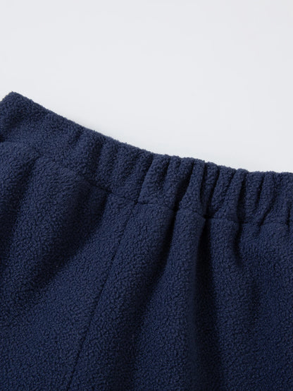 Girls Winter Casual Outfit Solid Color Fleece Thickened Hoodie Pants Clothes Set Half-Zip Children Sweater Sets