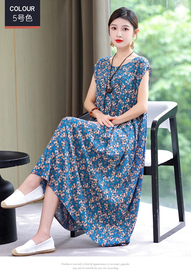 New Fashion Summer Dress For Women Sundress 2025 Casual short sleeve dress Print Female O-Neck Robe Oversize Bohemian dresses