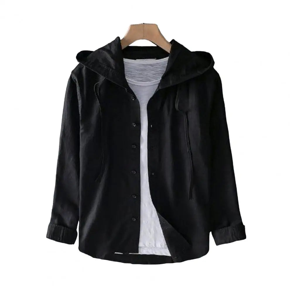 Men Summer Shirt Sun Anti UV Long Sleeve Hooded Drawstring Single breasted Soft Loose Breathable Cardigan Coat Top
