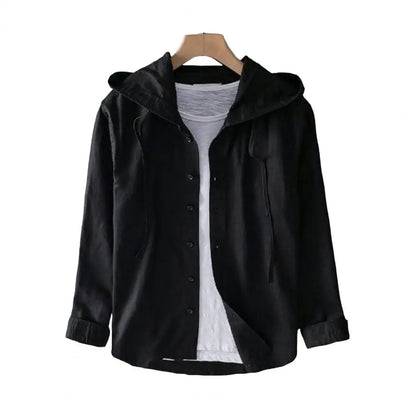 Men Summer Shirt Sun Anti UV Long Sleeve Hooded Drawstring Single breasted Soft Loose Breathable Cardigan Coat Top