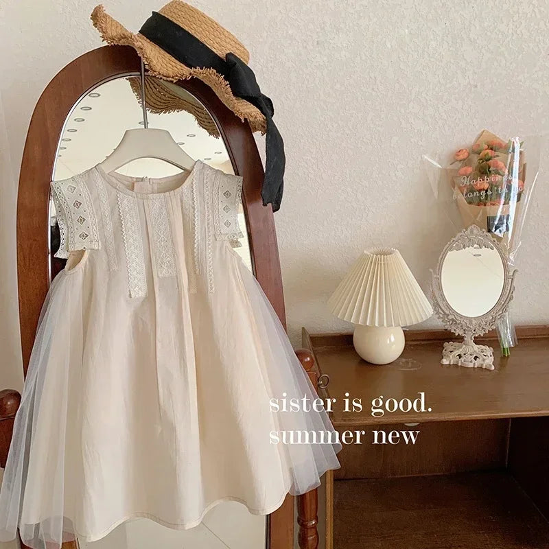 Girls Summer Dress 2025 Korean Toddler Princess Gown Fashionable Kids Dress for Big Girl Trendy Summer Clothes Cute Party Outfit