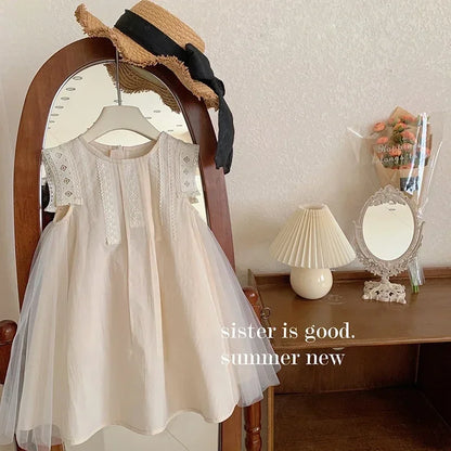 Girls Summer Dress 2025 Korean Toddler Princess Gown Fashionable Kids Dress for Big Girl Trendy Summer Clothes Cute Party Outfit