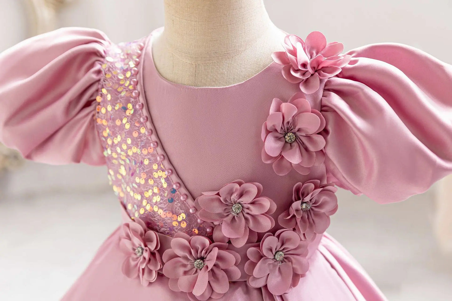 Elegant Party Dresses For Girls Sequined Flower Evening Princess Dress For Teens Children Birthday Formal Prom Performance Gown