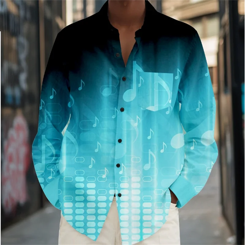 Summer Men's Shirt Abstract Art Color 3D Printing Hawaiian Men's Shirt Casual Long Sleeve Top Shirt Costume