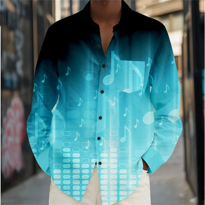 Summer Men's Shirt Abstract Art Color 3D Printing Hawaiian Men's Shirt Casual Long Sleeve Top Shirt Costume