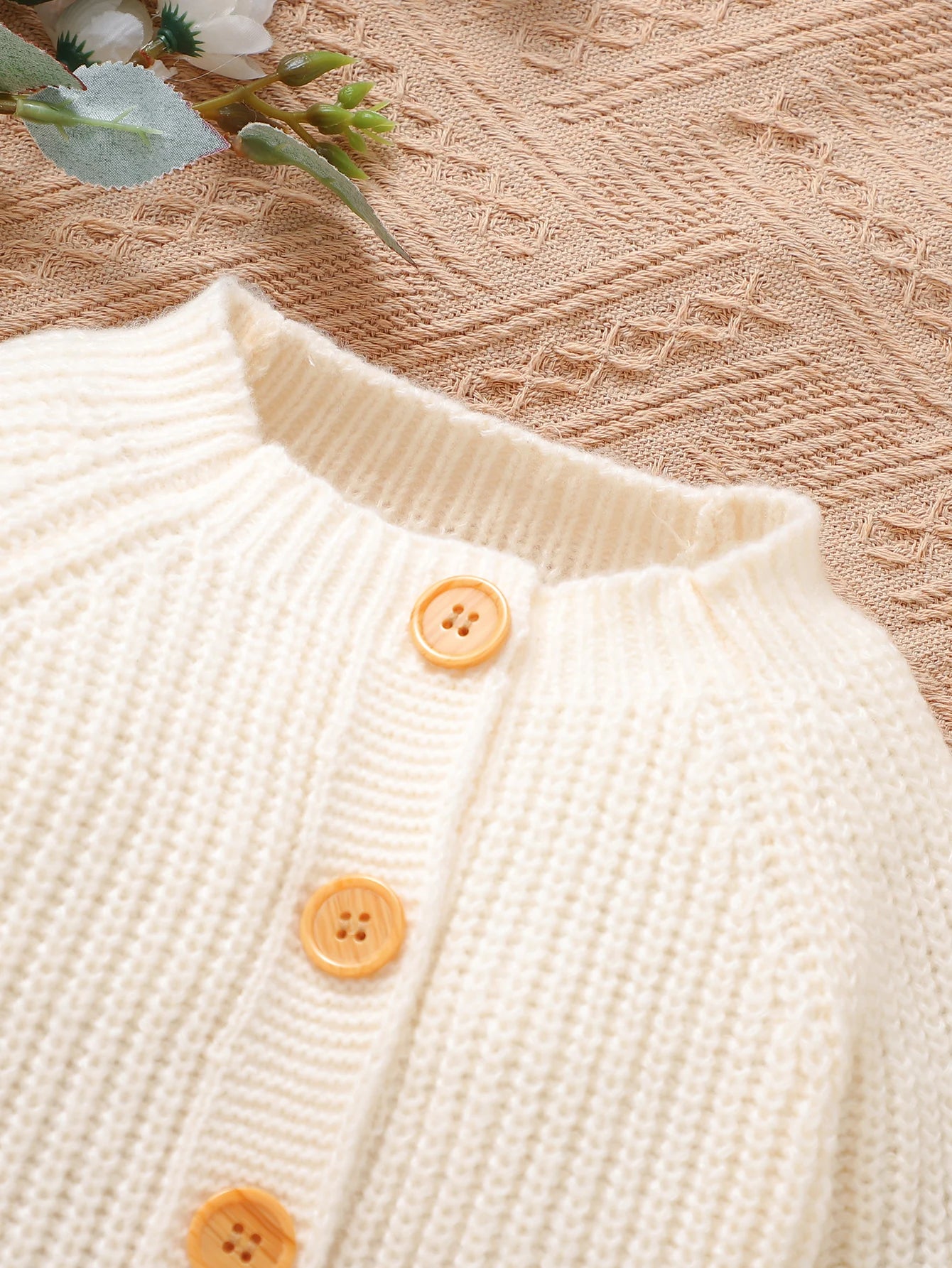 Winter Baby Clothes Beige Long Sleeve Knitted Rompers+Hats+Shoes 3pcs Outfits for Newborn Boys Girls Outwear Outfits Sets 0-9M