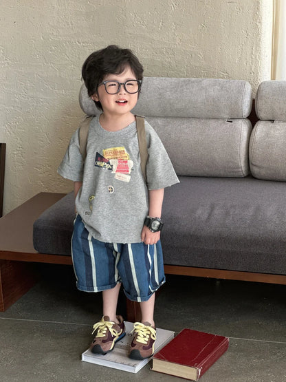 Summer Boys Clothes 2-7Y Kids Cool T Shirt And Denim Shorts Kids Clothing Set Children Outfit