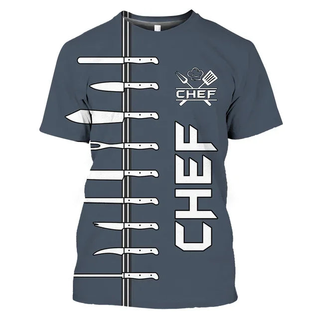 Summer Tide Fashion Chef's Knife Picture Men T-Shirts  Casual 3D Print Tees Hip Hop Personality Round Neck Short Sleeve Tops