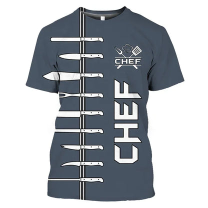 Summer Tide Fashion Chef's Knife Picture Men T-Shirts  Casual 3D Print Tees Hip Hop Personality Round Neck Short Sleeve Tops