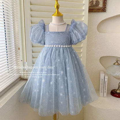 2024 New Girls Summer Dress Childrens Fashionable Sweet and Elegant Princess Dress Kids Designable Clothes