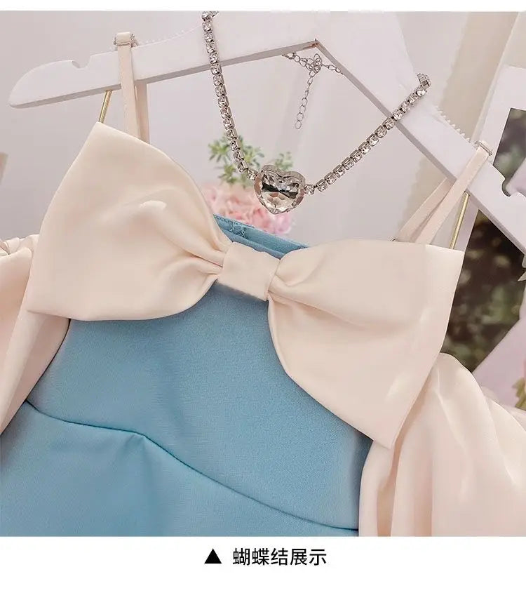 Girls Summer Dress Fashion Bow Birthday Party Princess Dresses Clothing Children Outfits Vestidos LT