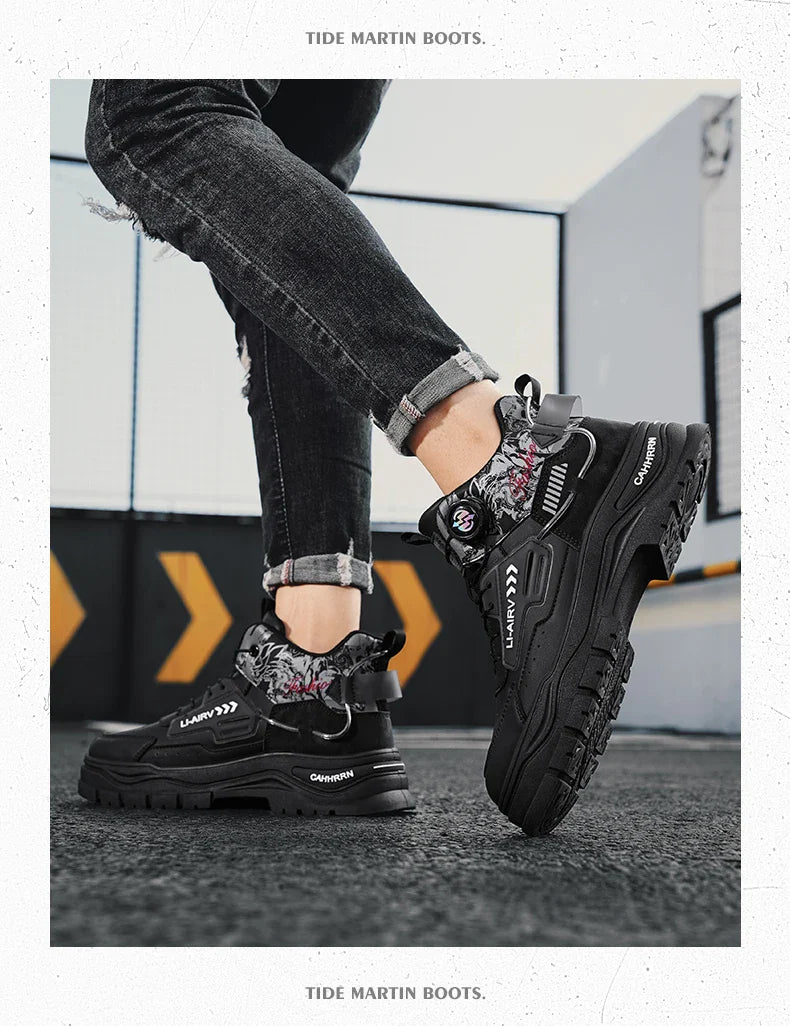 Men's Casual Outdoor Boots Fall Breathable Trendy Versatile Leisure Knob Board Shoes Anti-slip Riding Fashion Sneakers