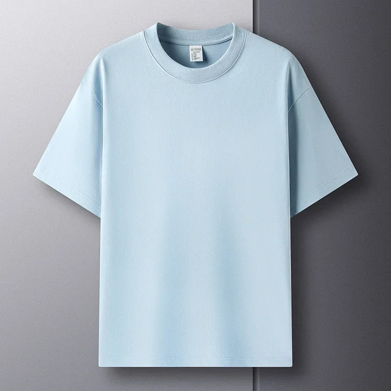 Summer  100% Pure Cotton Men's Short Sleeve Round Neck Fashionable Style Half Sleeved Top Breathable T Shirt Short Sleeve