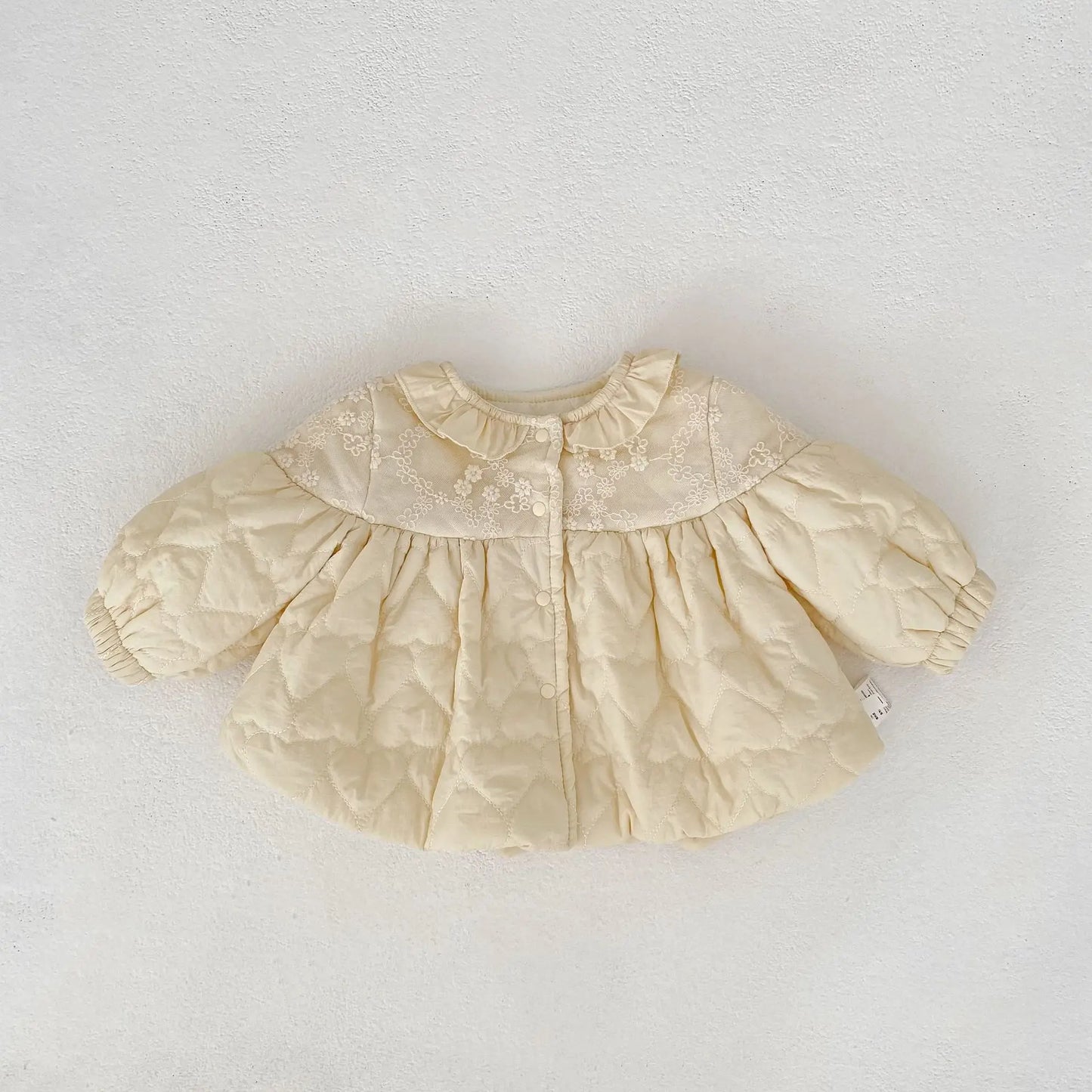 Girls' cotton coat, winter clothing, new western-style baby flower bud pleated cotton coat, children's thick warm cotton clothin