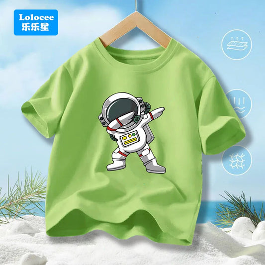 Boys' Summer T-Shirt Funny dabbing astronaut Print T Shirts For Teens Boy Casual Streetwear Tops Kids Summer Cotton Clothes YHY1