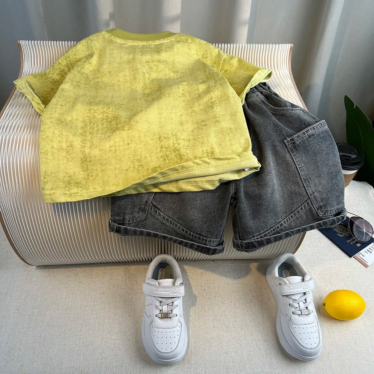 Boys Summer 2025 Boutique Design Outfits Baby Boys Short Sleeve Striped T-Shirt Jeans Shorts 2pcs Korean Clothes for Children