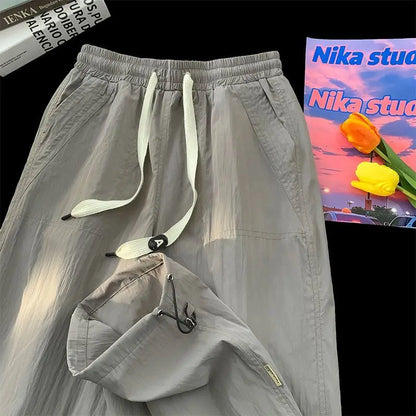 Summer Pants for Men Trendy and Versatile Loose Straight-leg Teenage American Quick-dry Cargo Casual