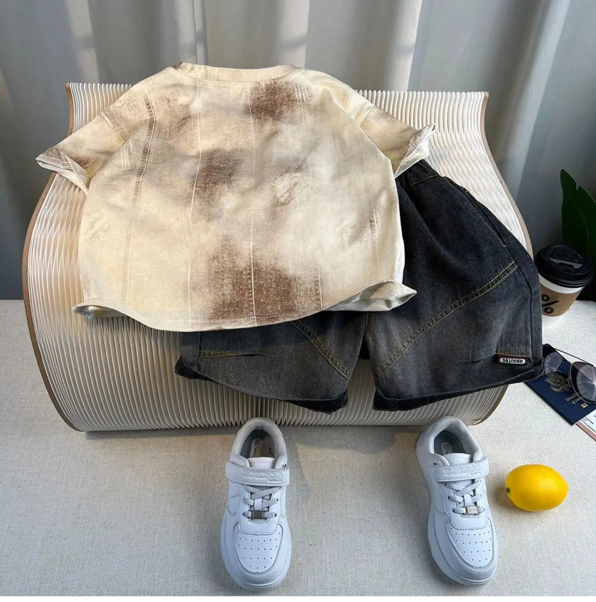 Boys Summer 2025 Boutique Design Outfits Baby Boys Short Sleeve Striped T-Shirt Jeans Shorts 2pcs Korean Clothes for Children