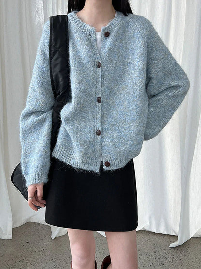 2025 Women Winter Warm Sweater O-Neck Colorful Wool Blend Knitted Cardigans Coat Autumn Clothes Tops For Women Sweater