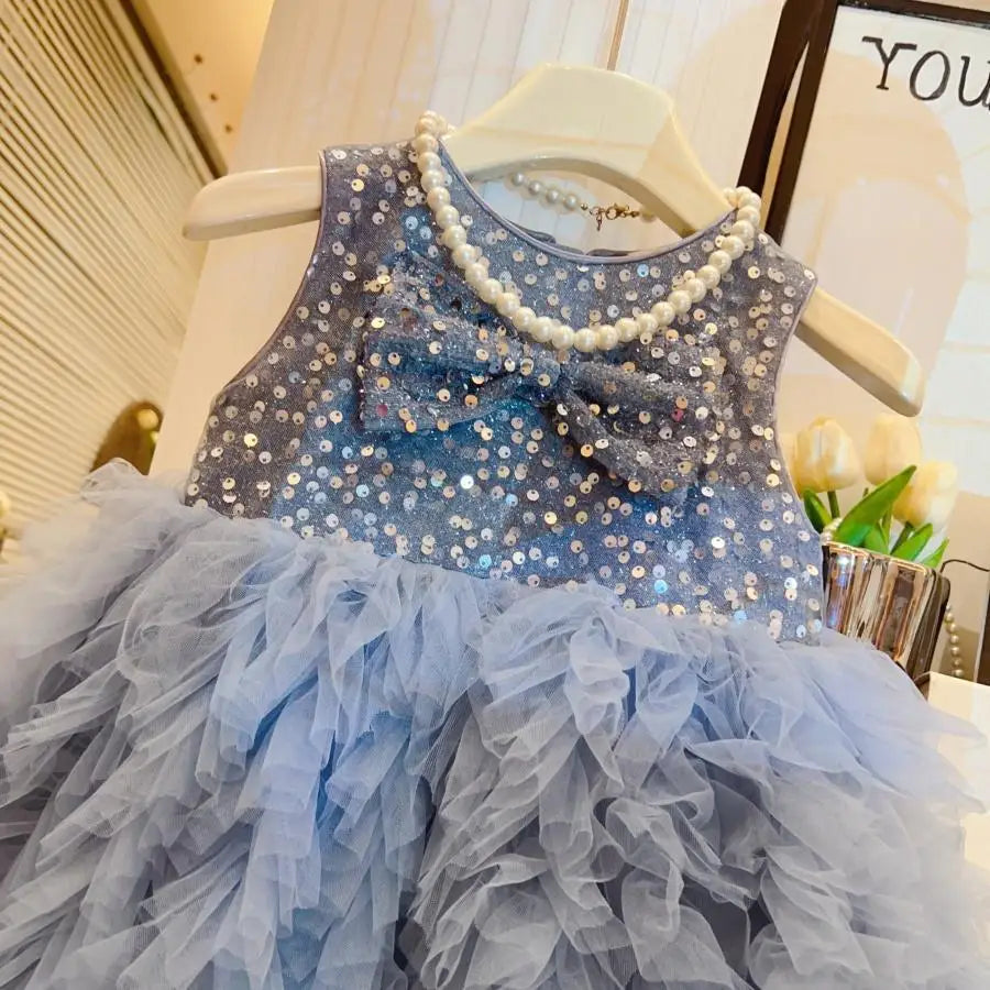 Girls Princess Dresses Summer 2025 Children Birthday Party Dress For Baby Girl Clothes Kids Wedding Outfits Sleeveless Costume 7