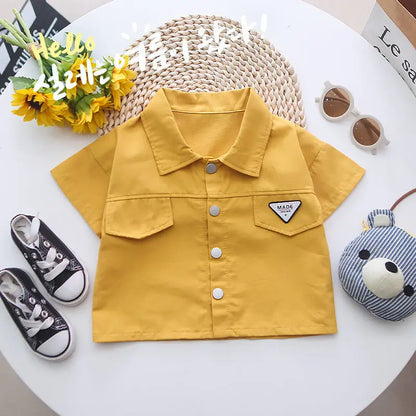 Summer Toddler Baby Boys Girls Short Sleeve Solid Jacket Clothes Set Solid Boys Girl Casual Shorts 2pcs Suit Cute Kids Outfits