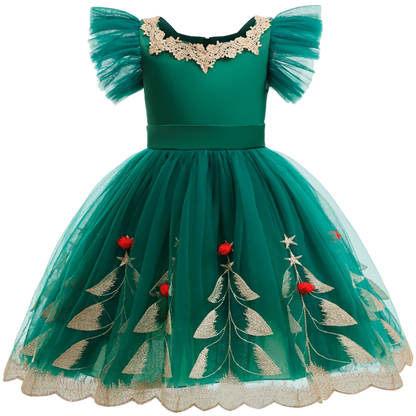 Girl Party Dress Wedding Prom  Children Christmas Princess Dress Green Ball Gown Children Birthday Party Dress 1 2 3 4 5 6 years