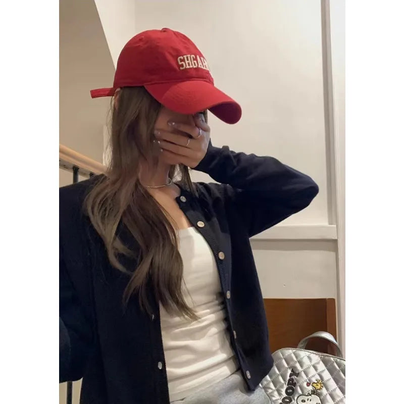 Autumn Long Sleeve Women Elegant Cardigan Sweater Slim Fit Solid Color O-neck Knitted Top Fashion Short Coat