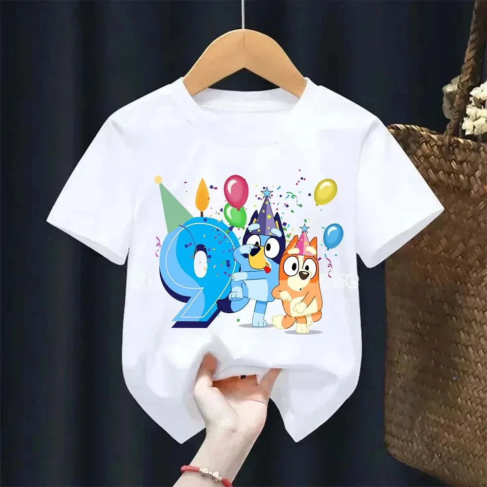 Boys Girl Summer Short Sleeve Children T-shirt Cartoon Birthday Digital Print Breathable Baby Tee Tops Y2k Kawaii Kids Clothing