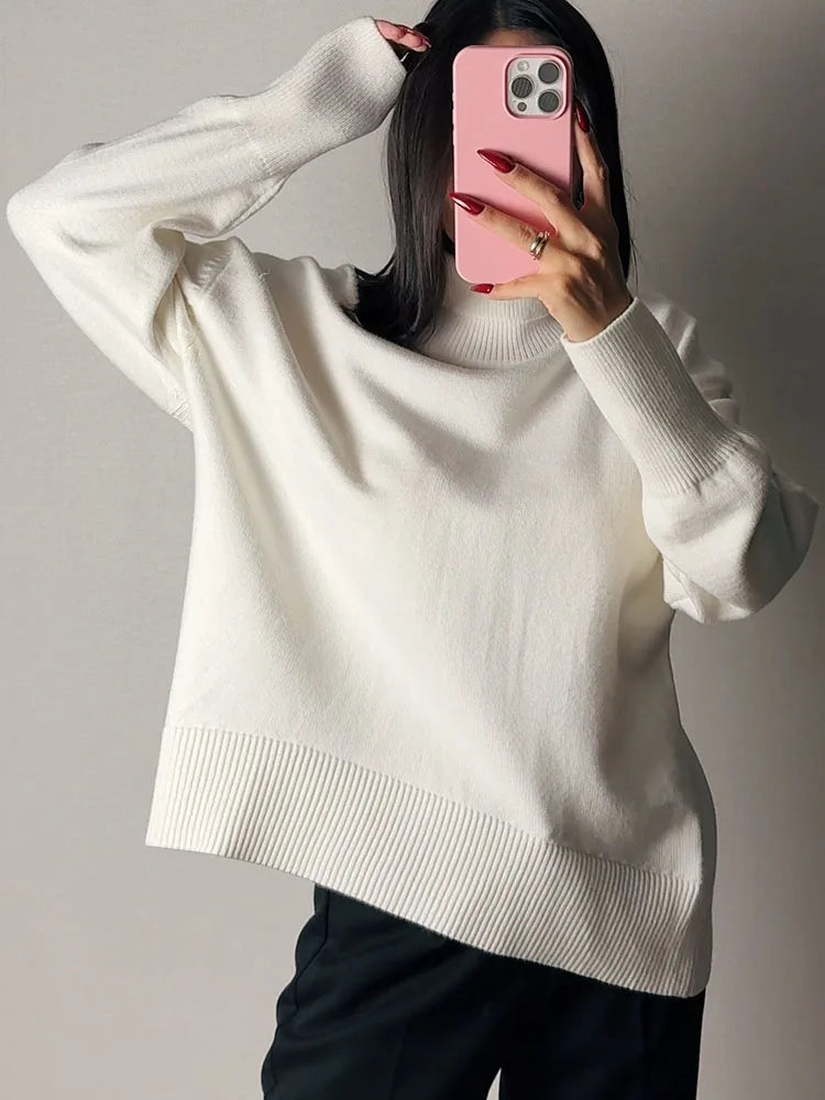 Winter Clothes Brown Sweaters Women Oversize Turtleneck Warm Pullovers Thick Sweaters For Women Oversized Sweater White Jumpers