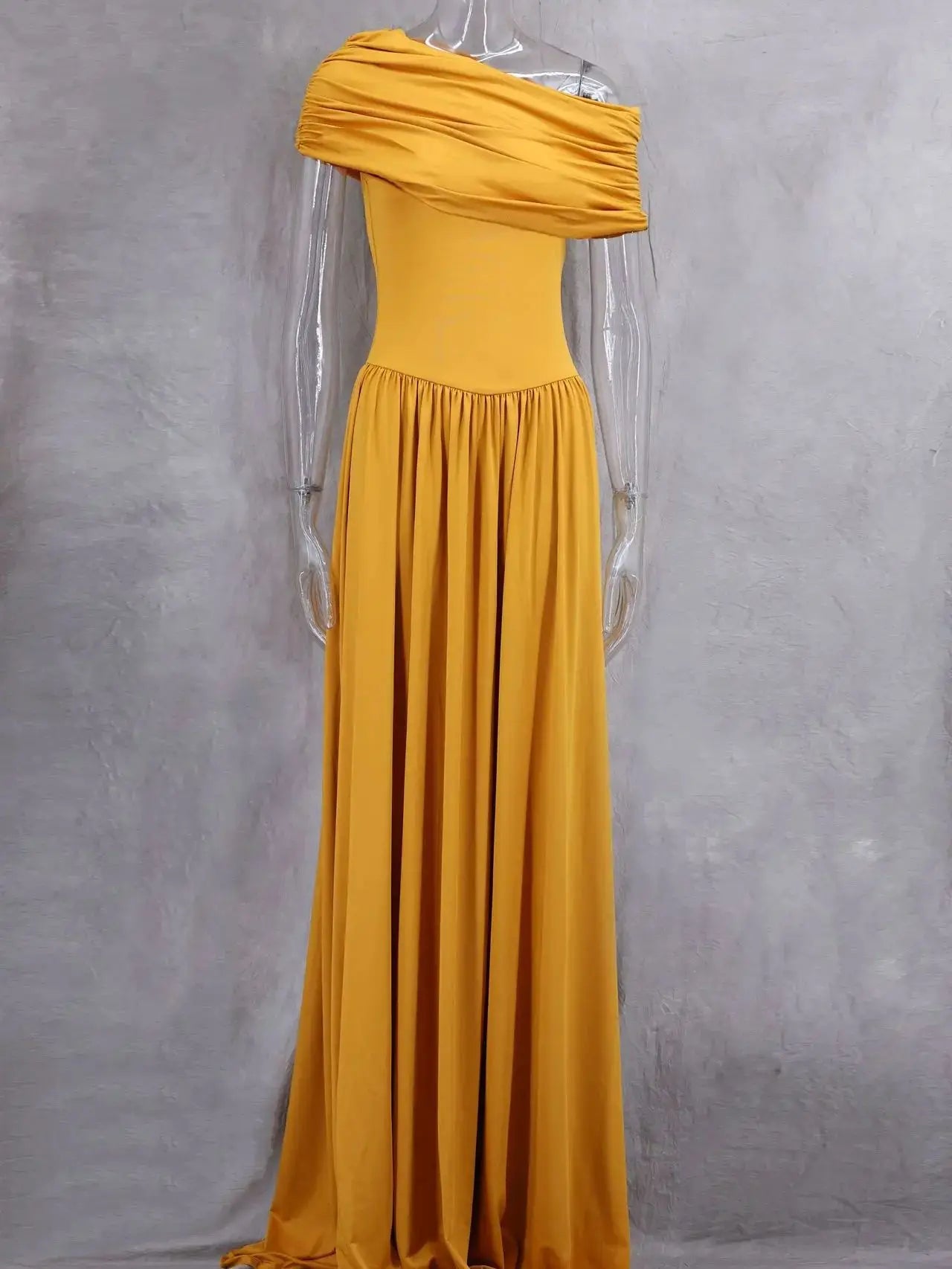 Elegant Long Summer Dress For Women Fashion Off-shoulder Slim Evening Party Dresses Luxury High Waist Pleated Maxi Dress 2025