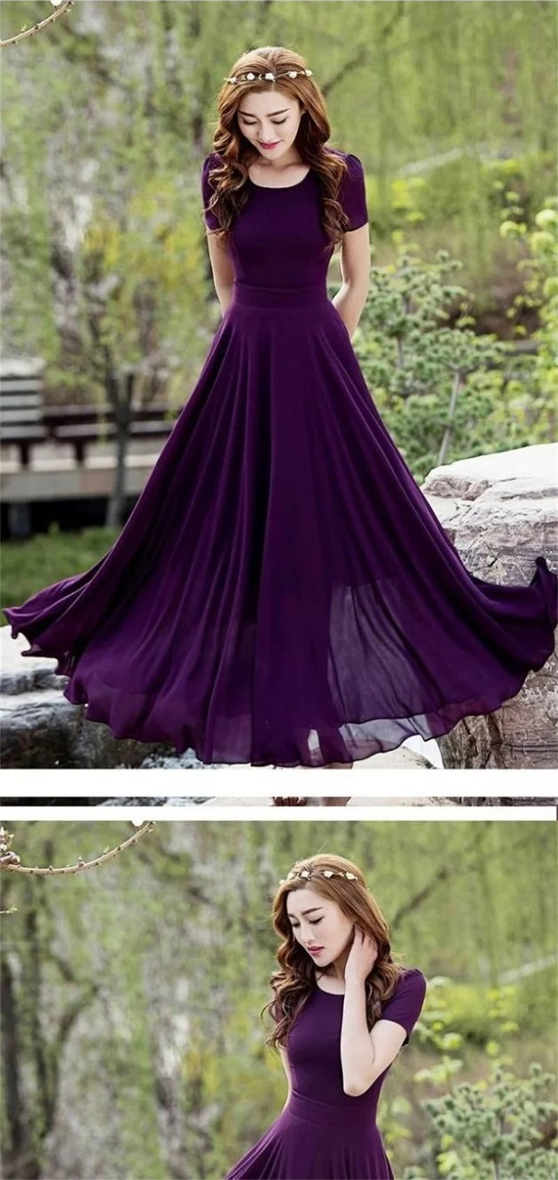 Summer Dress Women 2025 New Bohemian Beach Long Chiffon Dress Elegant Ladies Short Sleeve 5XL Sundress Women's Clothing Vestidos